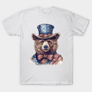 4th of July Bear Portrait T-Shirt